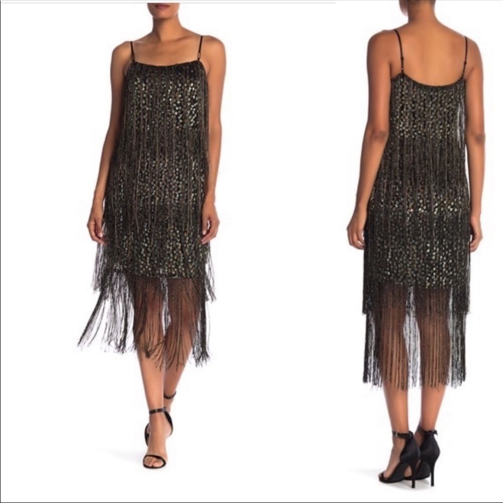 Elie Tahari Pacey Beaded Fringe Dress